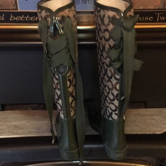 Coach  Tristee Monogram Lace Up RainBoots - Picture 8 of 11